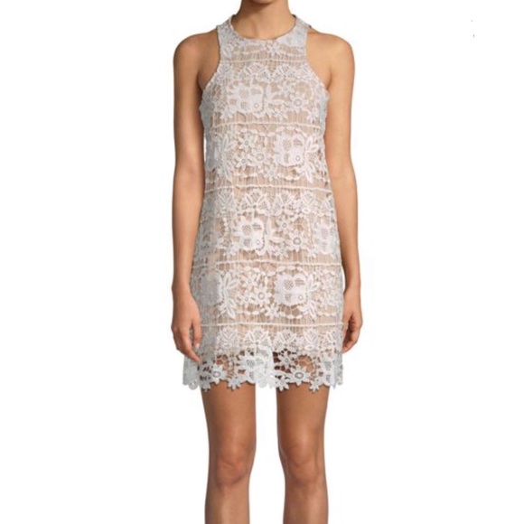 Lovers and Friends White Tan Nude Caspian Chunky Lace Shift Dress Medium Large - Picture 12 of 14